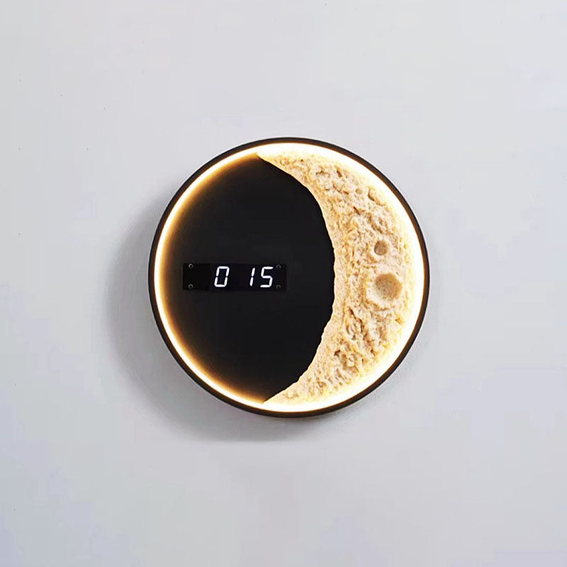 LED Moon and Astronaut Wall Light with Clock - Modern Home Decor