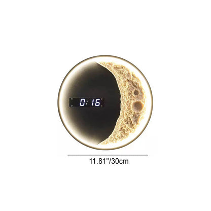 LED Moon and Astronaut Wall Light with Clock - Modern Home Decor