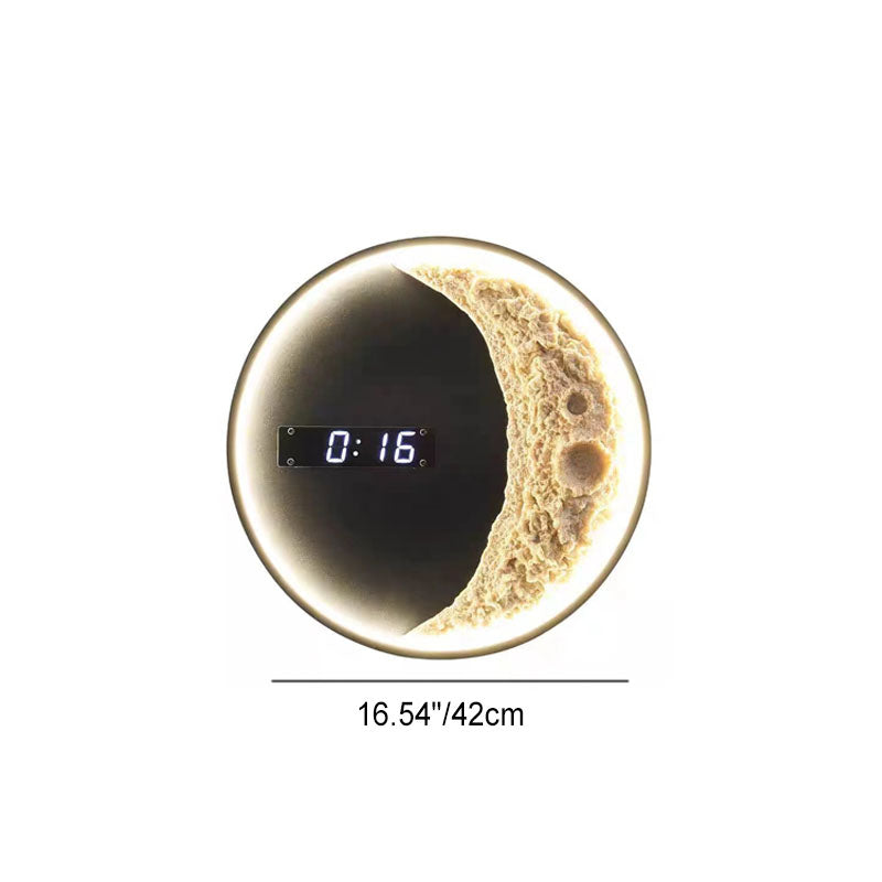 LED Moon and Astronaut Wall Light with Clock - Modern Home Decor