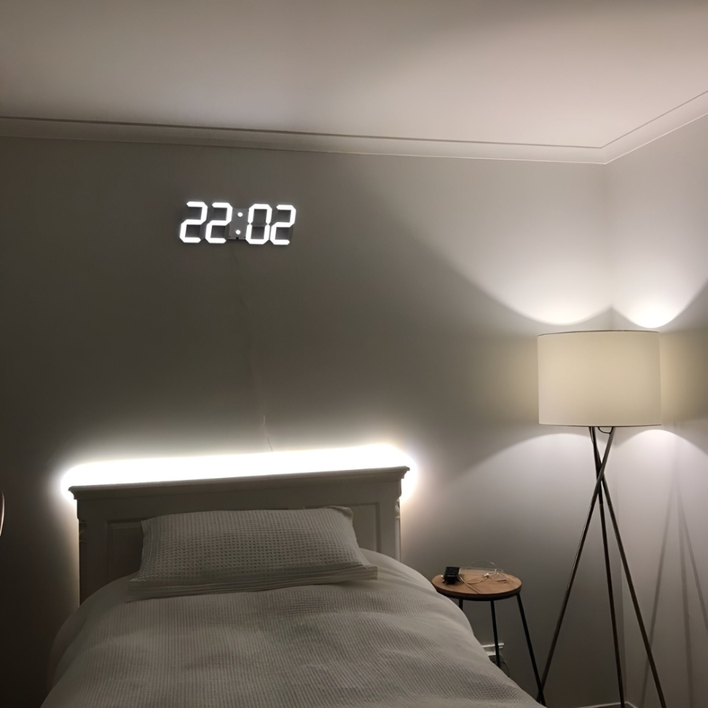 Modern Digital LED Wall Clock with Auto-Dimming - Stylish Time Display