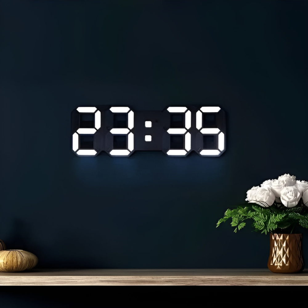 Modern Digital LED Wall Clock with Auto-Dimming - Stylish Time Display