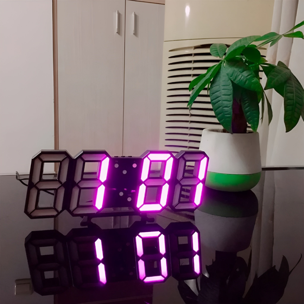 Modern Digital LED Wall Clock with Auto-Dimming - Stylish Time Display