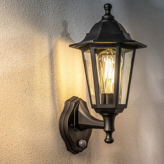 Outdoor Wall Light with Motion Sensor - Durable Black Finish
