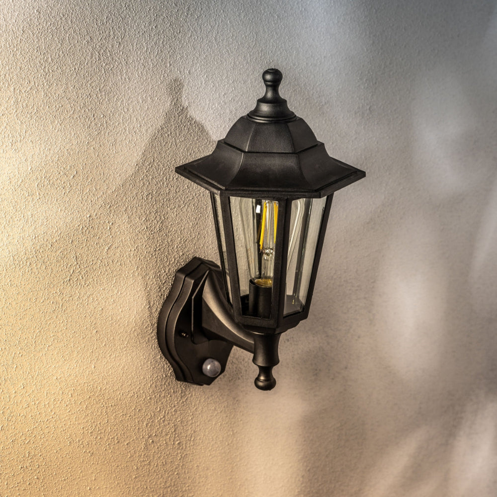 Outdoor Wall Light with Motion Sensor - Durable Black Finish
