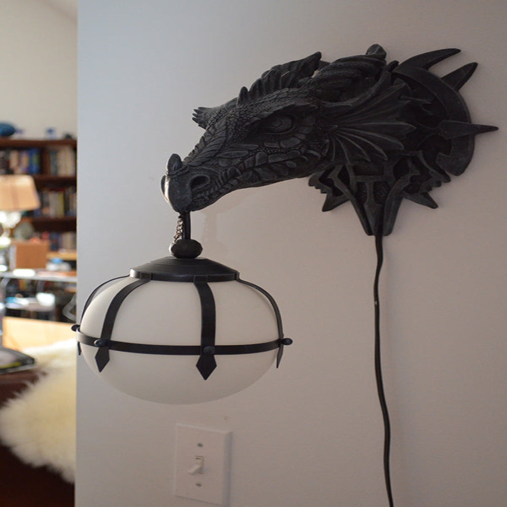 Dragon Head Wall Light - Medieval Fantasy Decorative Lighting for Home