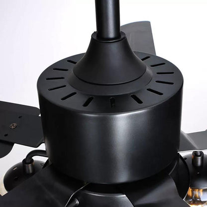 Modern Glass Ceiling Fan | Black Metal Frame With Clear Shades