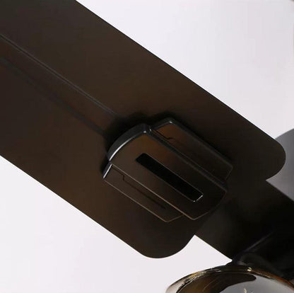 Modern Glass Ceiling Fan | Black Metal Frame With Clear Shades