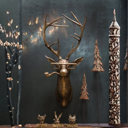 Rustic Deer Head Wall Art with Textured Antlers for Home Decor