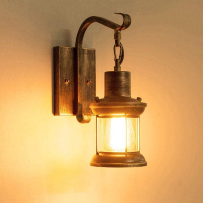 Vintage Industrial Glass Wall Light Fixture - Retro Farmhouse Style