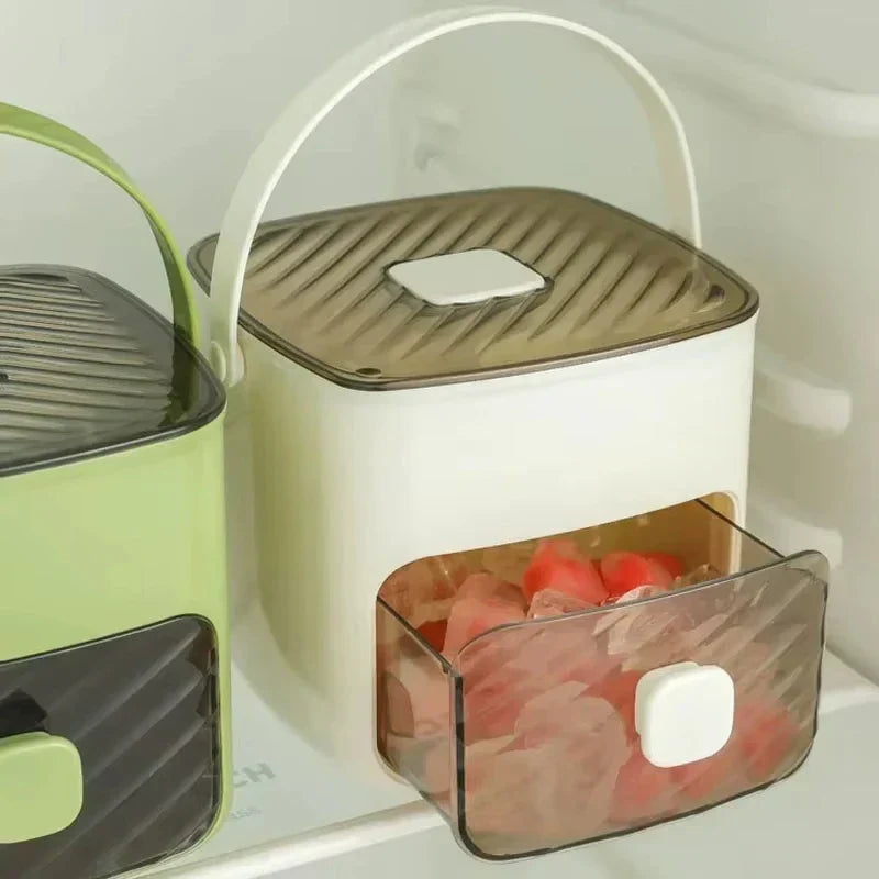 Modern Ice Cube Maker | Double Layer Storage With Handle