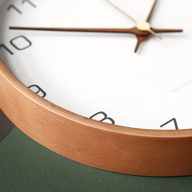 Wood and Glass Minimalist Wall Clock - Silent Quartz Design