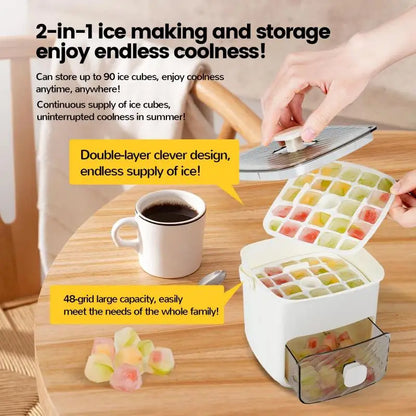 Modern Ice Cube Maker | Double Layer Storage With Handle