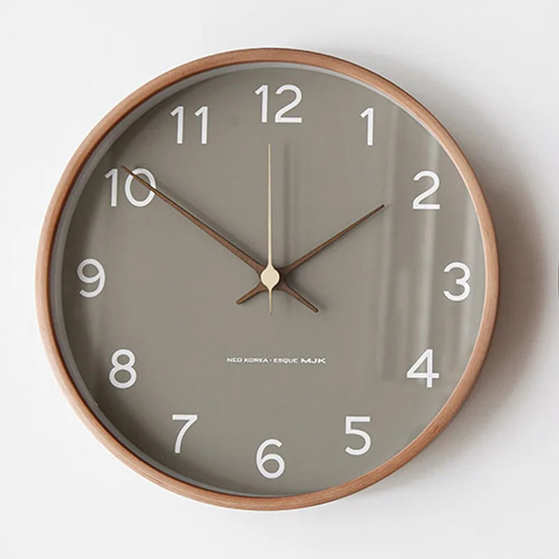 Wood and Glass Minimalist Wall Clock - Silent Quartz Design