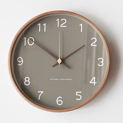 Modern Quiet Wooden Wall Clock - Round Nordic Design for Home Decor