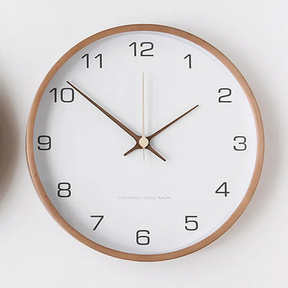 Wood and Glass Minimalist Wall Clock - Silent Quartz Design