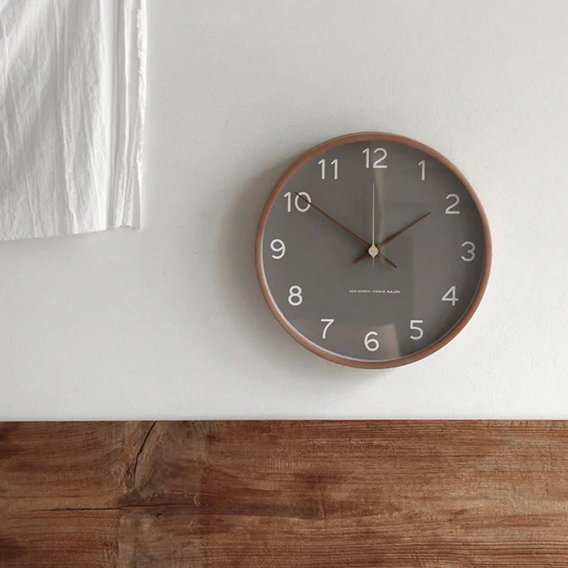 Wood and Glass Minimalist Wall Clock - Silent Quartz Design
