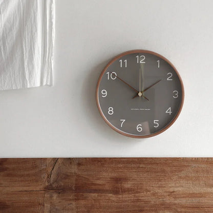 Wood and Glass Minimalist Wall Clock - Silent Quartz Design