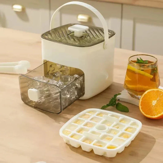 Modern Ice Cube Maker | Double Layer Storage With Handle