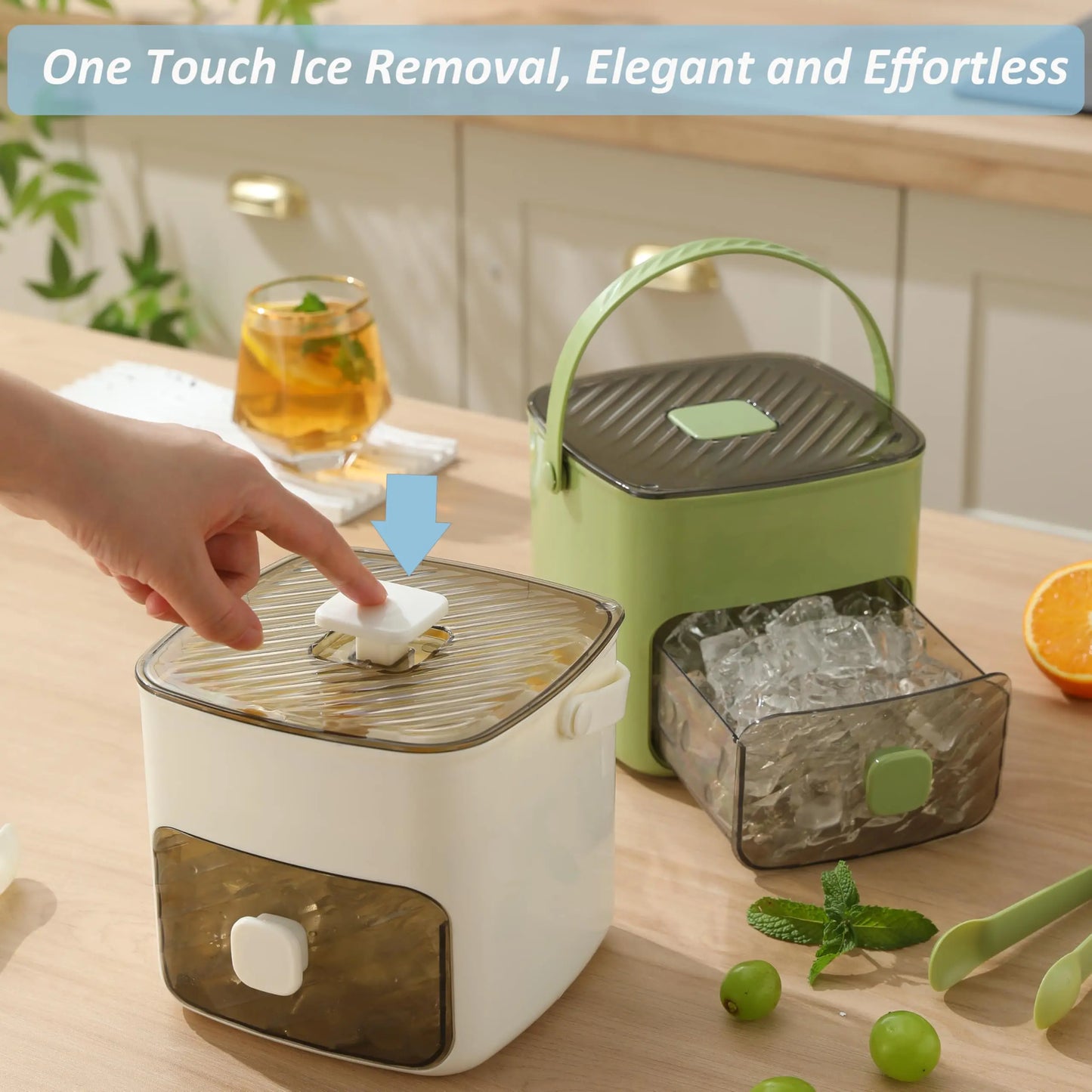 Modern Ice Cube Maker | Double Layer Storage With Handle