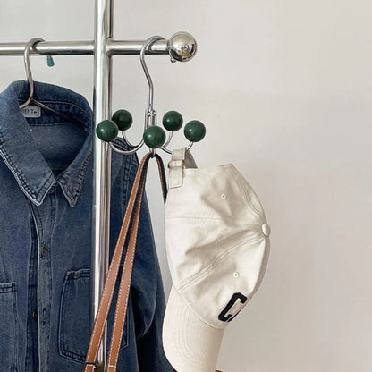 Rotating Wall Hook with Wooden Balls - Decorative Storage Solution