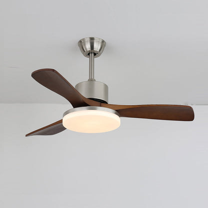 Modern Wooden Ceiling Fan | Brushed Nickel LED Light Kit