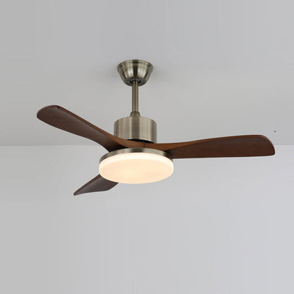 Modern Wooden Ceiling Fan | Brushed Nickel LED Light Kit