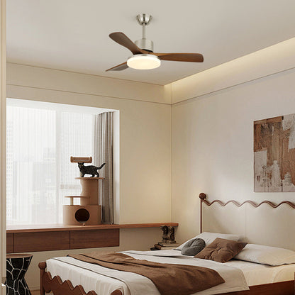 Modern Wooden Ceiling Fan | Brushed Nickel LED Light Kit
