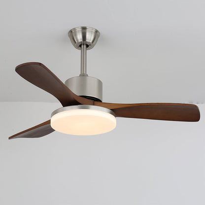 Modern Wooden Ceiling Fan | Brushed Nickel LED Light Kit