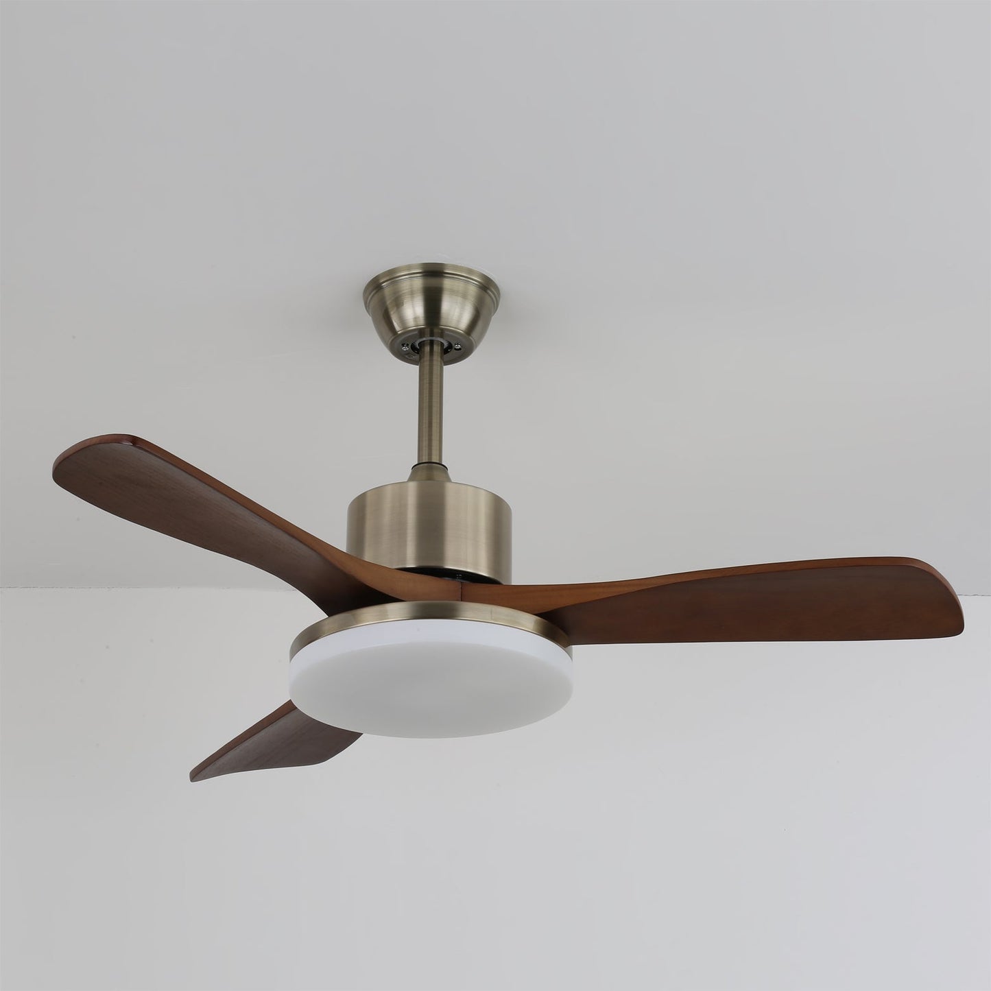 Modern Wooden Ceiling Fan | Brushed Nickel LED Light Kit