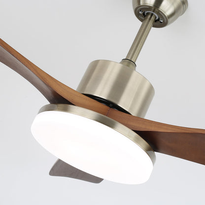 Modern Wooden Ceiling Fan | Brushed Nickel LED Light Kit