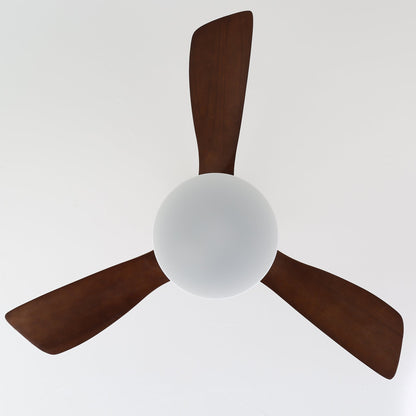 Modern Wooden Ceiling Fan | Brushed Nickel LED Light Kit