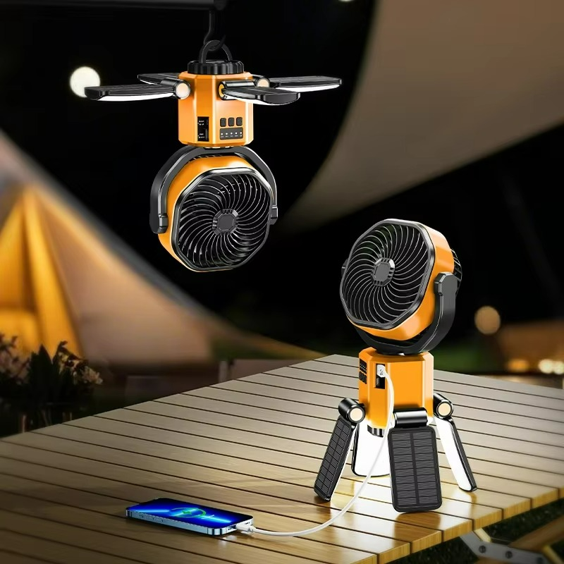 Portable Camping Fan | Solar-Powered LED Cooling System