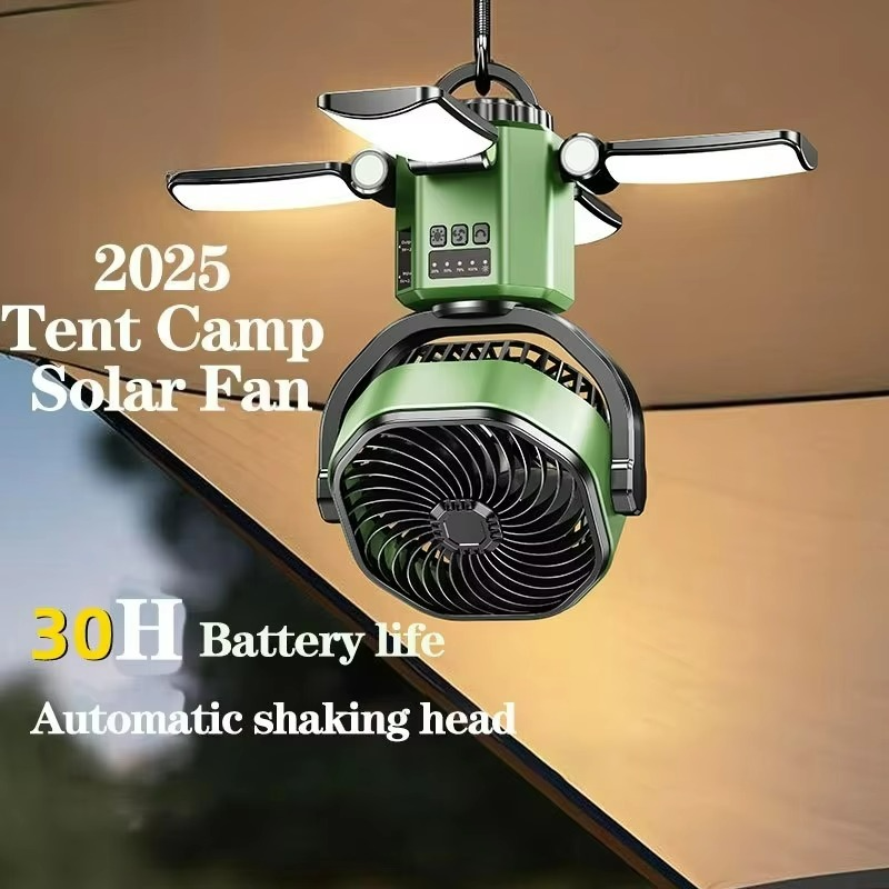 Portable Camping Fan | Solar-Powered LED Cooling System