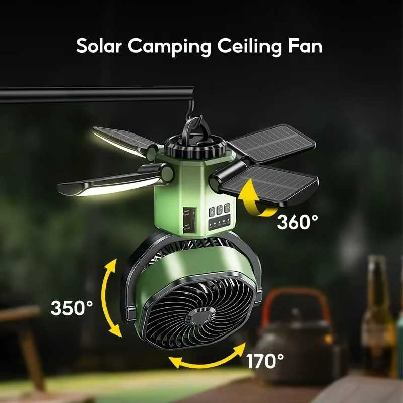 Portable Camping Fan | Solar-Powered LED Cooling System