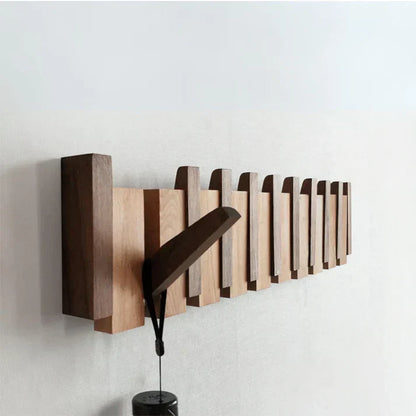 Wooden Wall-Mounted Coat Rack – Stylish Piano Style Hanger for Entryway